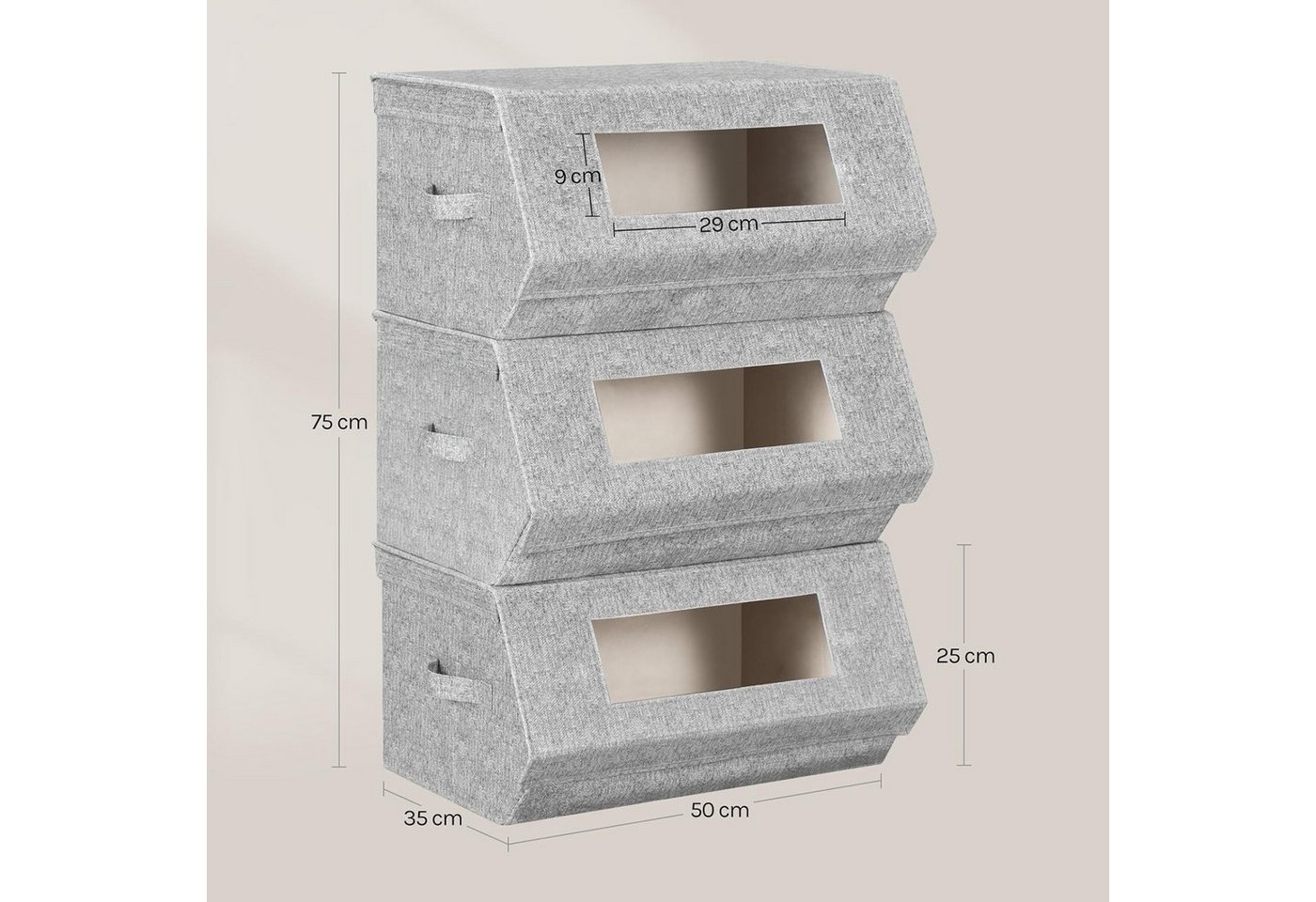 Woltu Aufbewahrungsbox (3 St), 3er Stapelbare Schrank Organizer mit Deckel Magnetverschluss – Bild 3 von 5