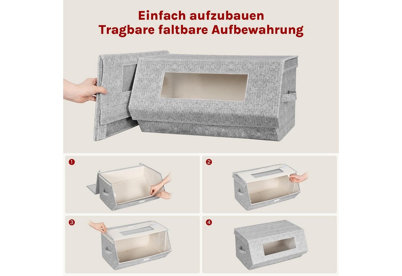 Woltu Aufbewahrungsbox (3 St), 3er Stapelbare Schrank Organizer mit Deckel Magnetverschluss – Bild 5 von 5