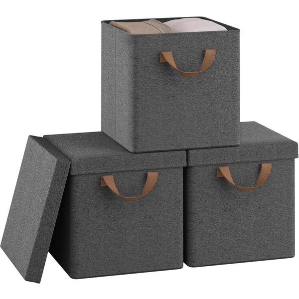 Woltu Aufbewahrungsbox (3 St), faltbare Stoffboxen 3 Stück, mit Griffen Metallrahmen
