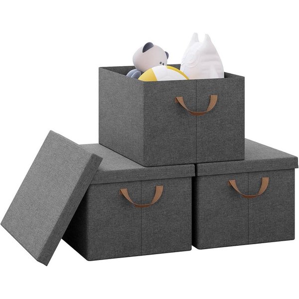 Woltu Aufbewahrungsbox (3 St., Set), mit Deckel, mit Griffen, faltbare Box für Kleidung Spielzeug