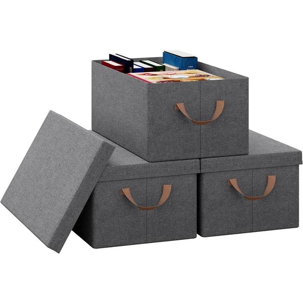 Woltu Aufbewahrungsbox (3 St., Set), mit Deckel, mit Griffen, faltbare Box für Kleidung Spielzeug