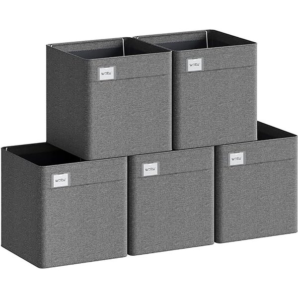 Woltu Aufbewahrungsbox (5 St), mit Griffen, Stoffbox Aufbewahrung, Regal Einsatz, Dunkelgrau