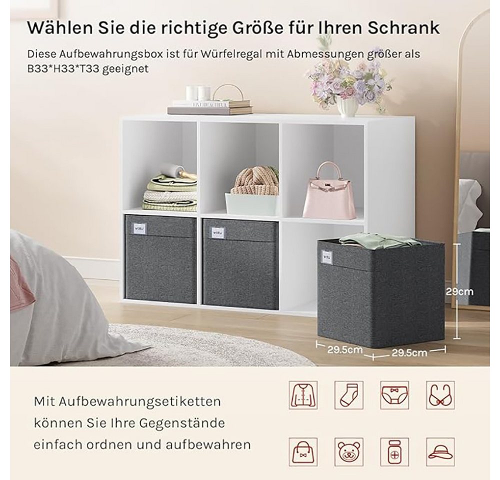 Woltu Aufbewahrungsbox (5 St), mit Griffen, Stoffbox Aufbewahrung, Regal Einsatz, Dunkelgrau – Bild 3 von 5