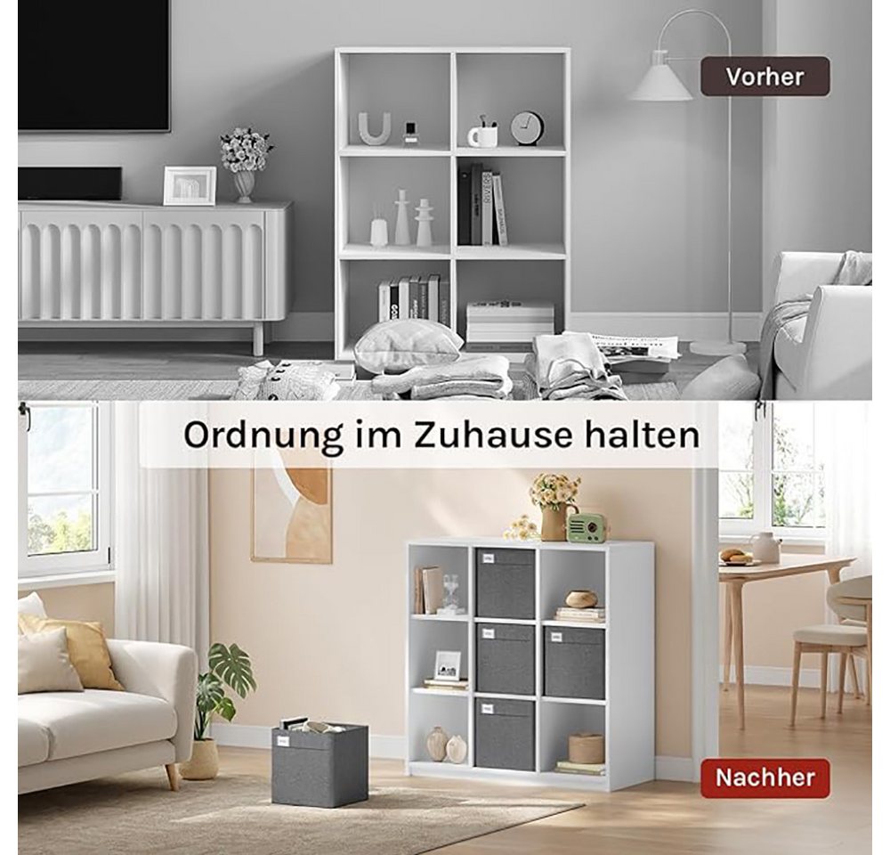 Woltu Aufbewahrungsbox (5 St), mit Griffen, Stoffbox Aufbewahrung, Regal Einsatz, Dunkelgrau – Bild 5 von 5