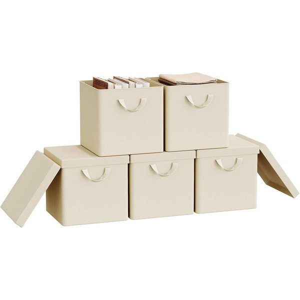 Woltu Aufbewahrungsbox (5 St), faltbare Stoffboxen 5 Stück, mit Griffen Metallrahmen