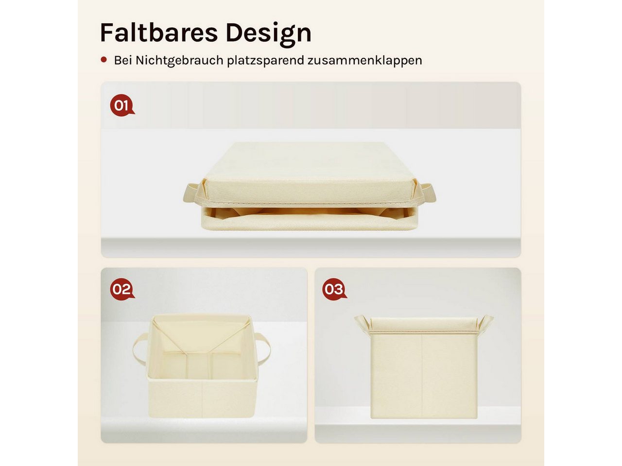 Woltu Aufbewahrungsbox (5 St), faltbare Stoffboxen 5 Stück, mit Griffen Metallrahmen – Bild 5 von 5