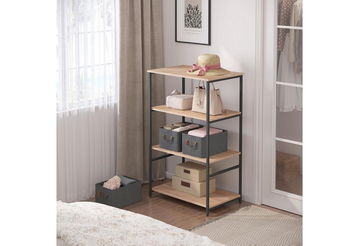 Woltu Aufbewahrungsbox (6 St), Aufbewahrungswürfel Stoff, mit Griffen, faltbar, Grau – Bild 4 von 5