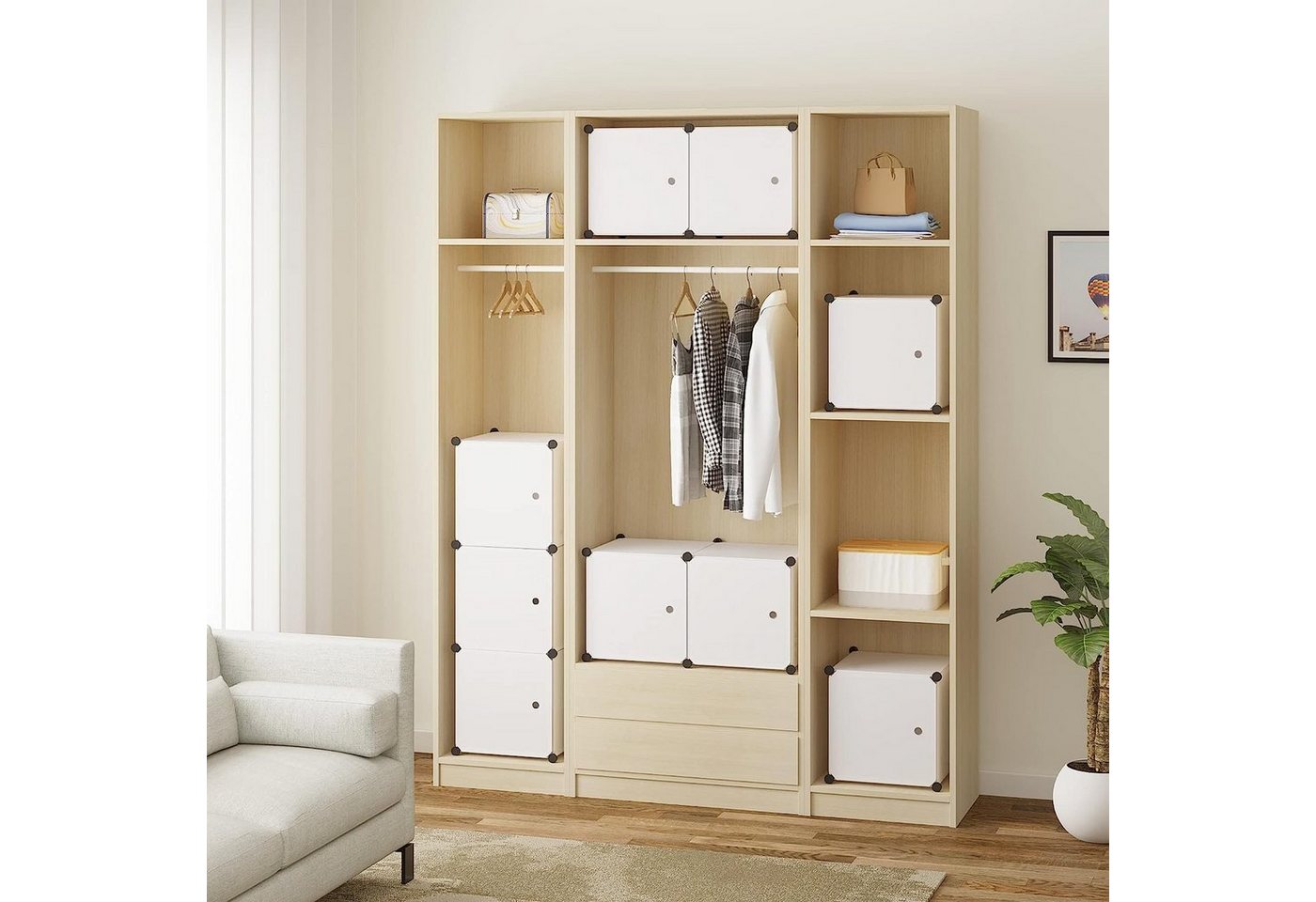 Woltu Aufbewahrungsbox (9 St), DIY Kleiderschrank Regalsystem, Kunststoff – Bild 4 von 5