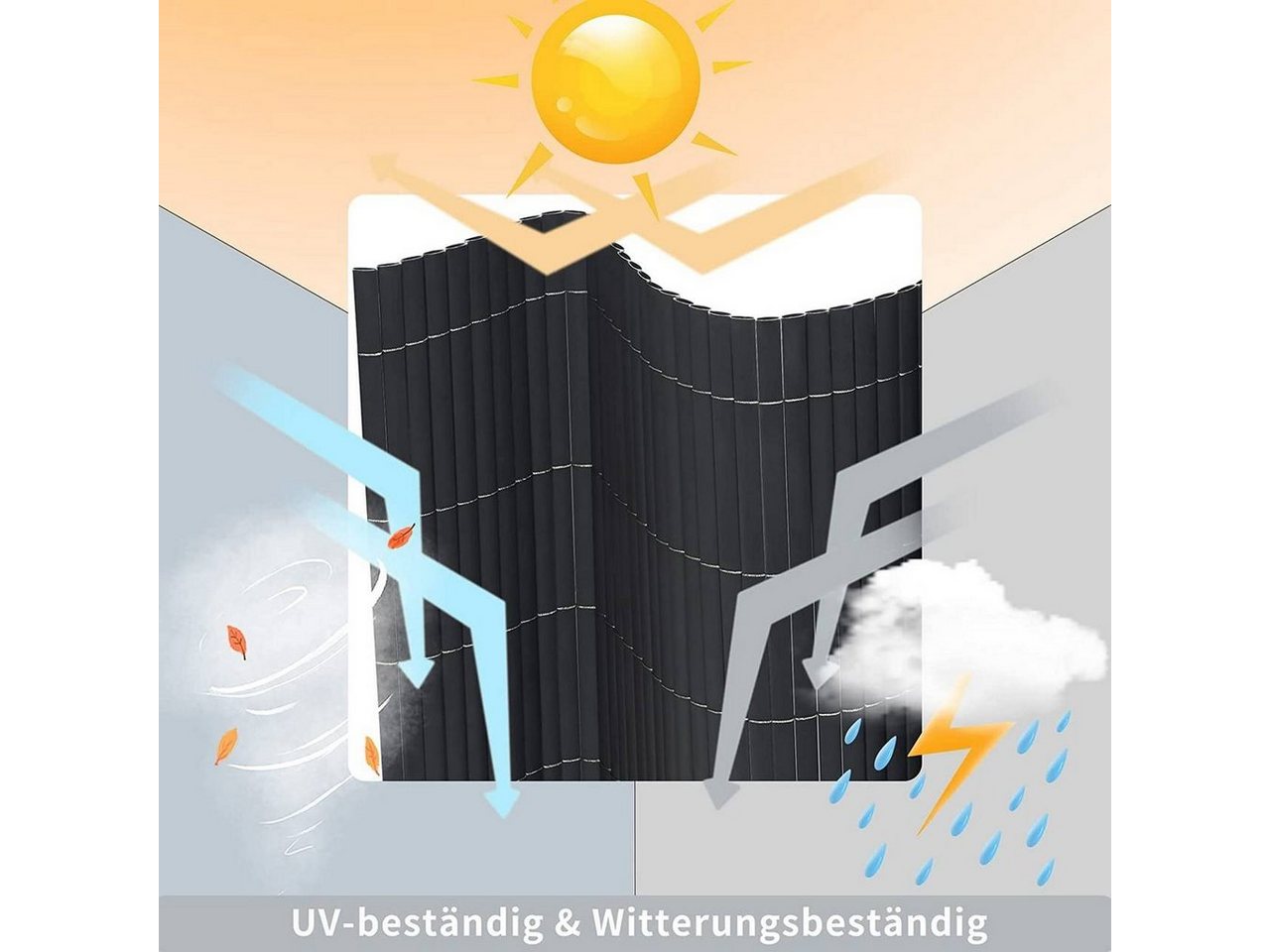 Woltu Balkonsichtschutz (1-St) PVC mit Kabelbindern, UV-beständig Wetterfest – Bild 4 von 5