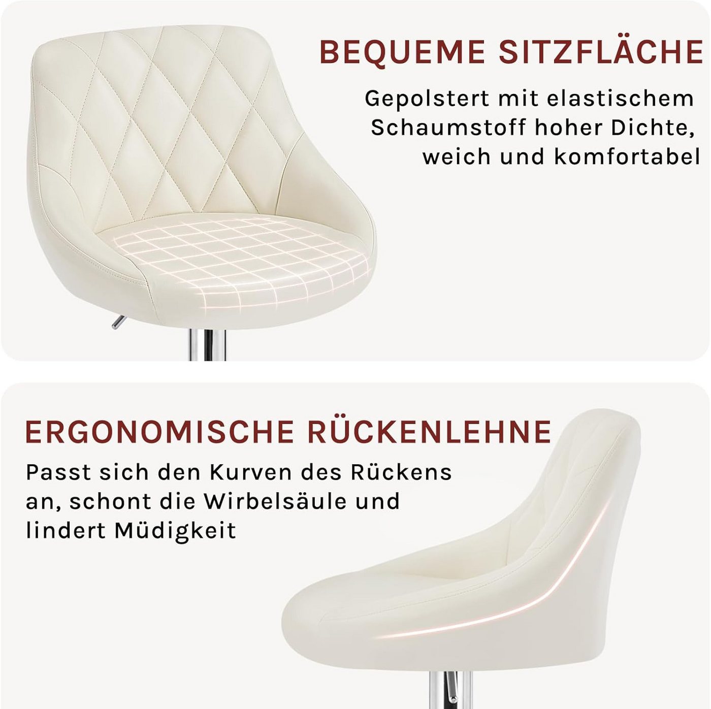 Woltu Barhocker (1 St), gepolsterte Sitzfläche Höhenverstellbar 360° Drehbar – Bild 5 von 5