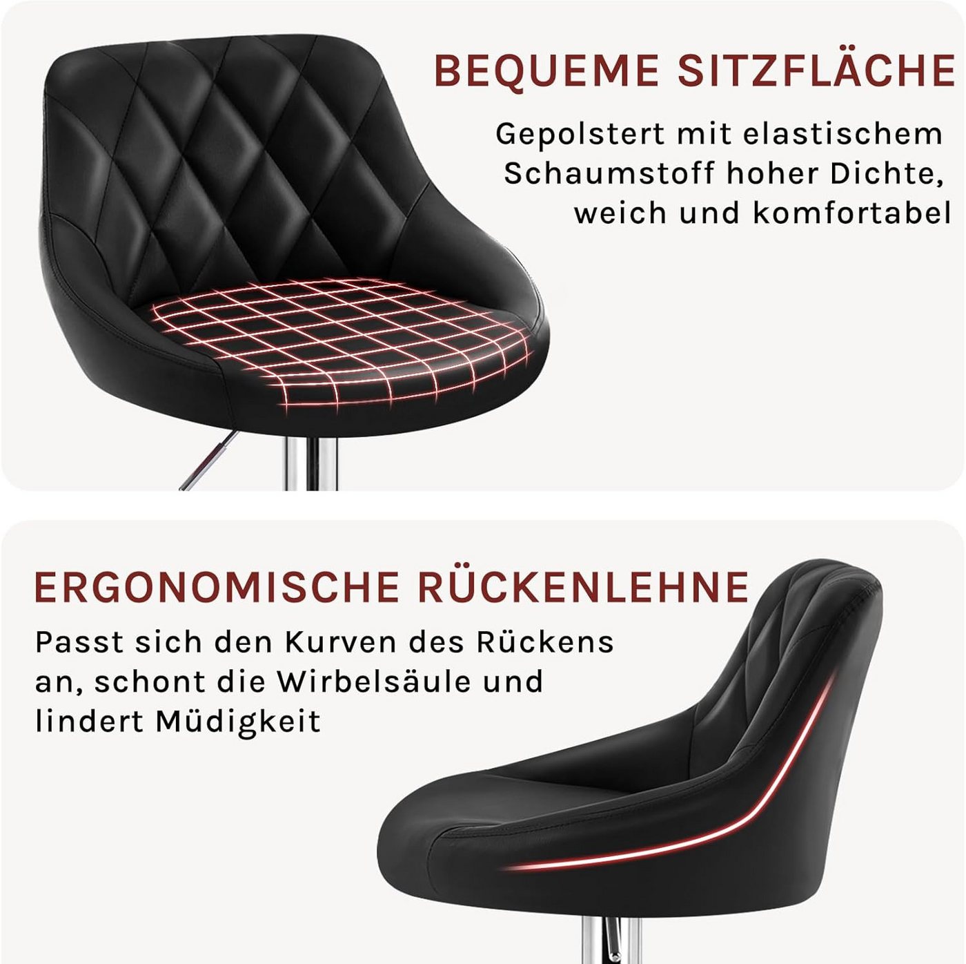 Woltu Barhocker (1 St), gepolsterte Sitzfläche Höhenverstellbar 360° Drehbar – Bild 5 von 5