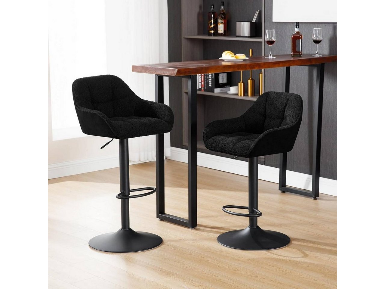 Woltu Barhocker (1 St), höhenverstellbar drehbar, Chenille Cord Metall – Bild 2 von 5