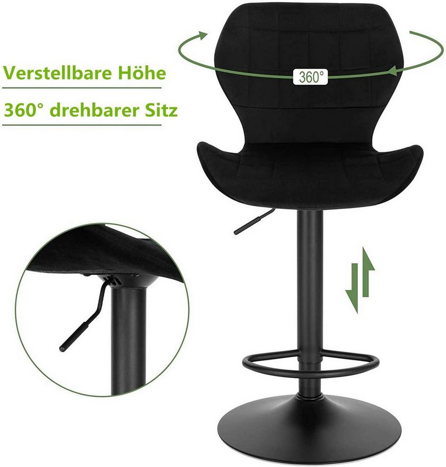 Woltu Barhocker (1 St), höhenverstellbarer Barstuhl aus Samt Metall – Bild 5 von 5
