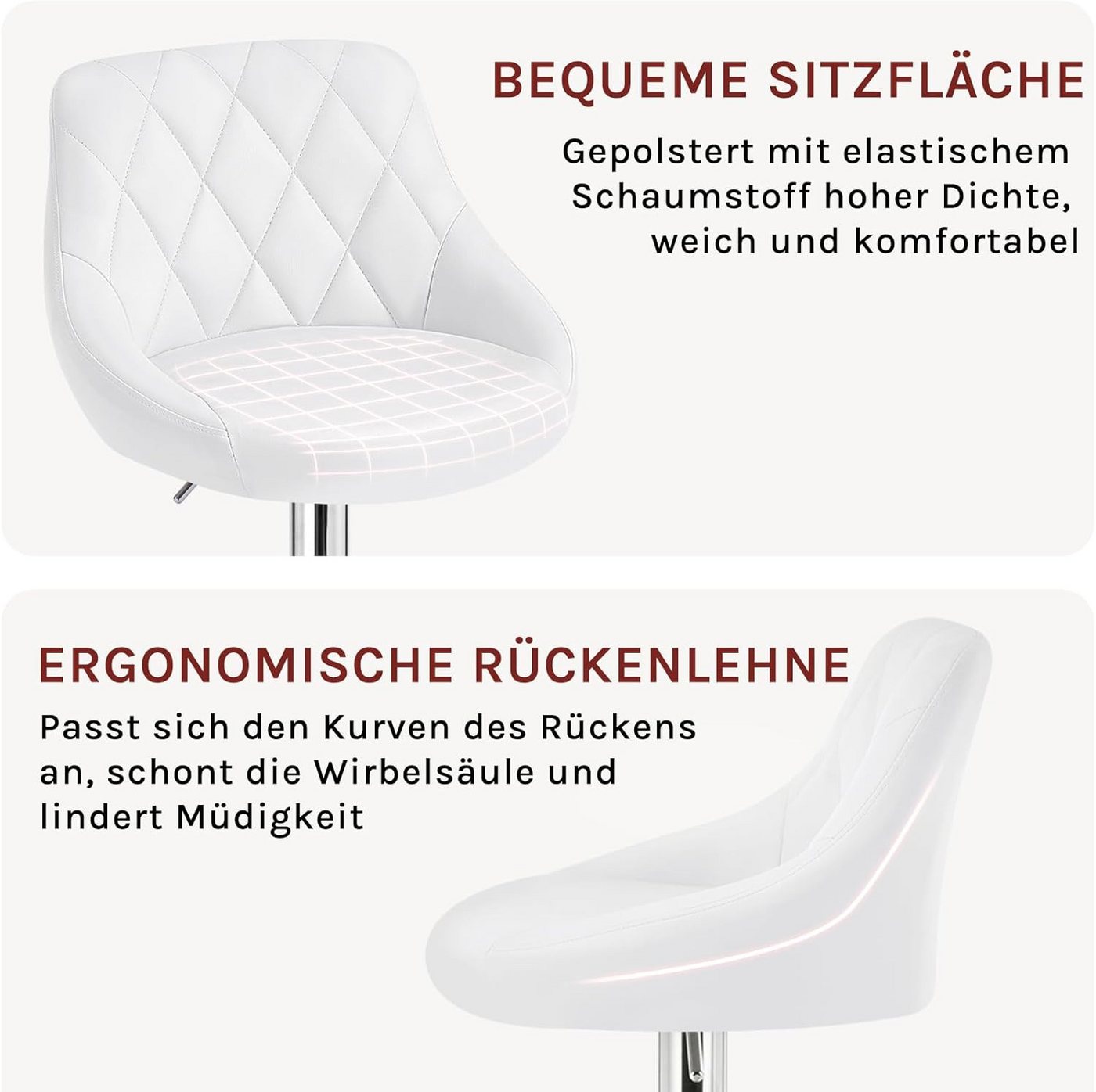 Woltu Barhocker (1 St), gepolsterte Sitzfläche Höhenverstellbar 360° Drehbar – Bild 5 von 5