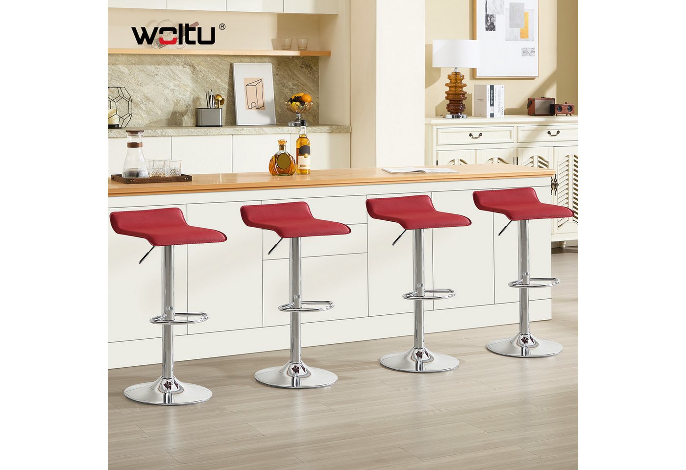 Woltu Barhocker (1 St), Design Hocker stufenlose Höhenverstellung Kunstleder – Bild 2 von 5