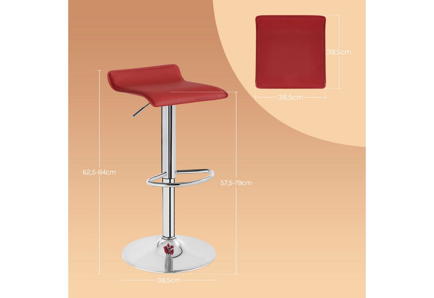 Woltu Barhocker (1 St), Design Hocker stufenlose Höhenverstellung Kunstleder – Bild 3 von 5