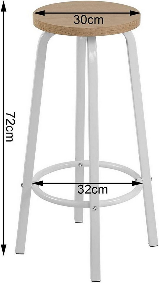 Woltu Barhocker (2 St), Bistrohocker Tresenhocker Barstuhl aus MDF und Metall – Bild 4 von 5