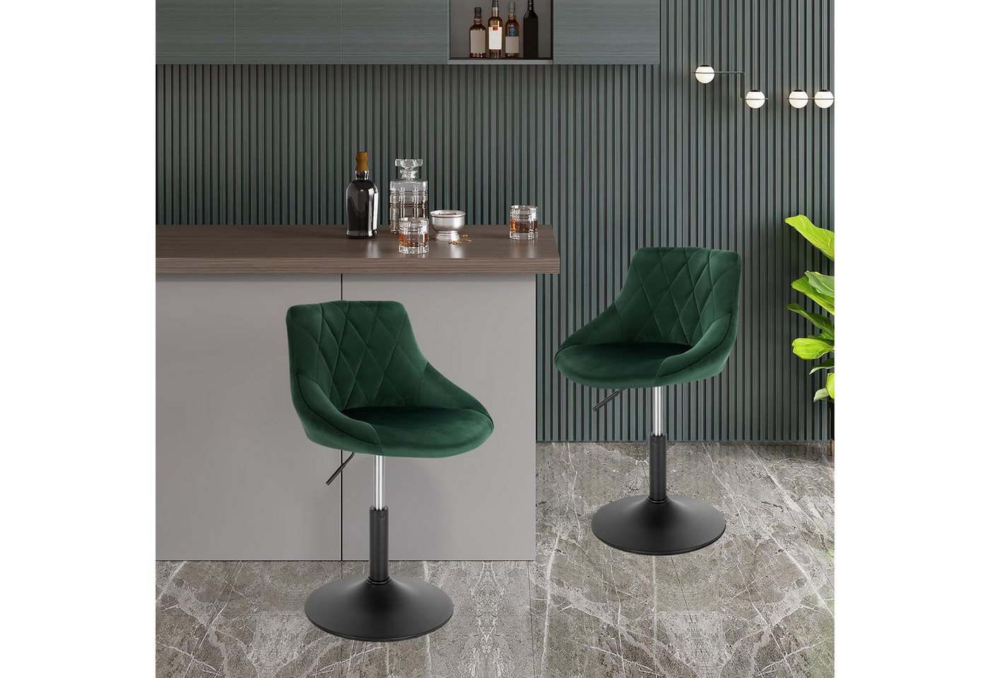 Woltu Barhocker (2 St), Loungesessel Polsterstuhl höhenverstellbar drehbar – Bild 2 von 5