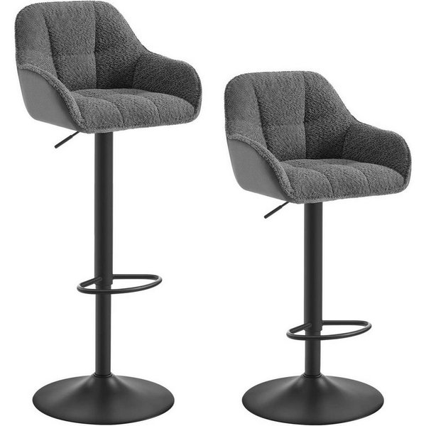 Woltu Barhocker (2 St), höhenverstellbar drehbar, Chenille Cord Metall