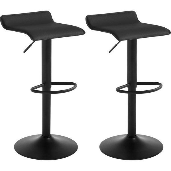 Woltu Barhocker (2 St), höhenverstellbar drehbar Kunstleder Stahl schwarz