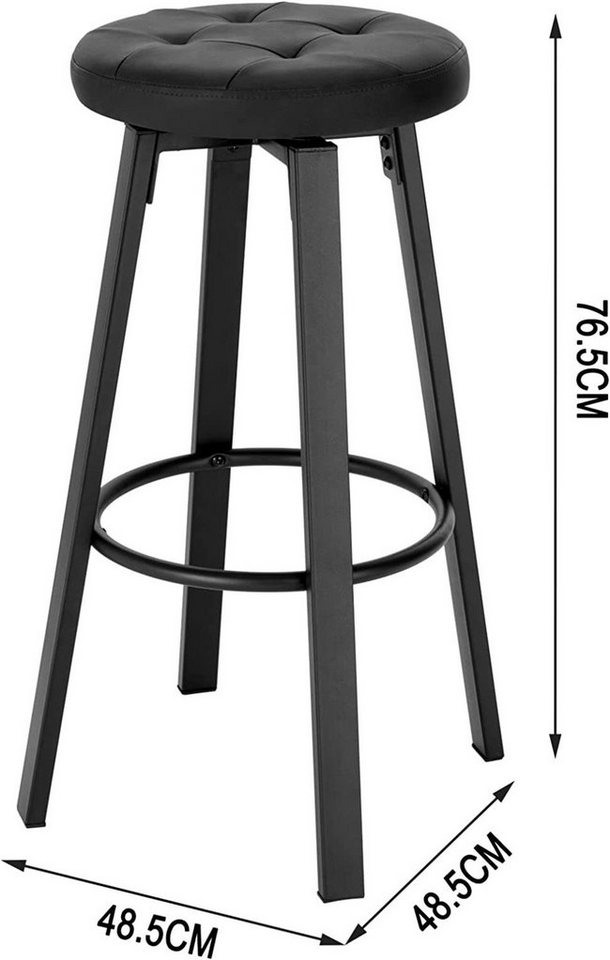 Woltu Barhocker (2 St), mit drehbarem Sitz Φ 35,5 cm, gepolsterer Hocker – Bild 3 von 5
