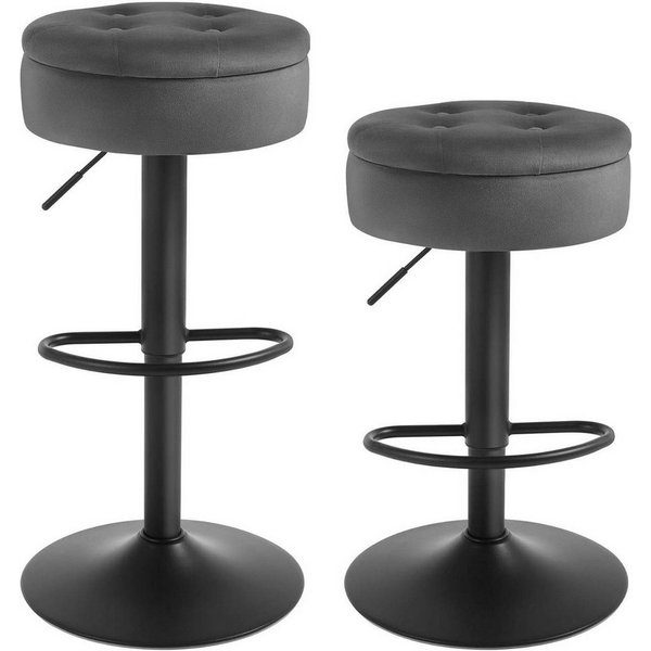 Woltu Barhocker (2 St), Sitzhocker mit Stauraum, höhenverstellbar, 360° drehbar, Samt