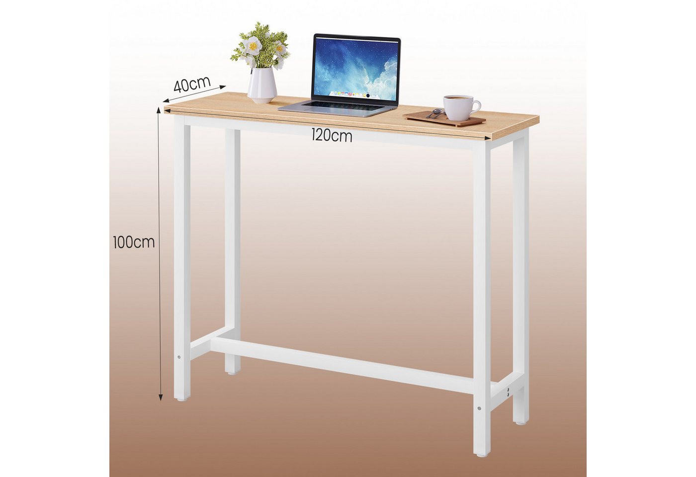 Woltu Bartisch (1-St), Metallgestell, Tischplatte aus MDF, 120x40x100cm – Bild 3 von 5