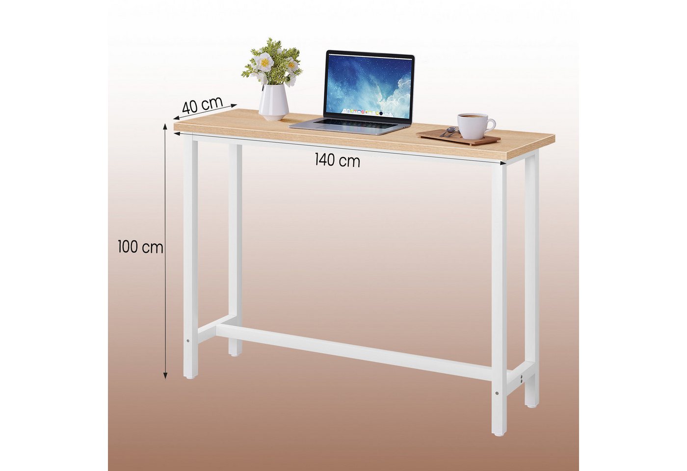 Woltu Bartisch (1-St), Metallgestell, Tischplatte aus MDF, 140x40x100cm – Bild 3 von 5