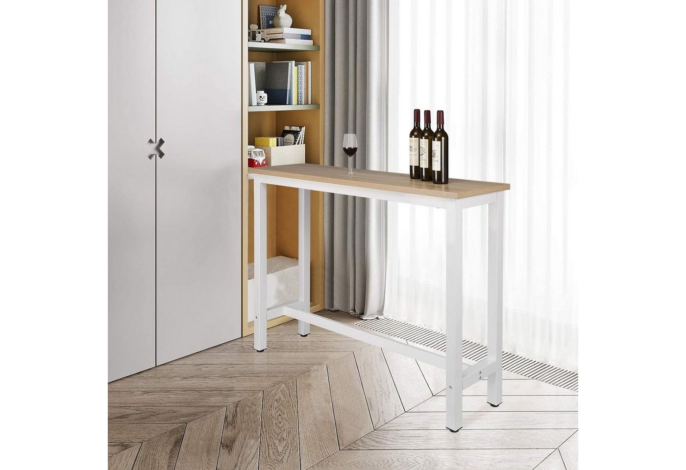 Woltu Bartisch (1-St), Metallgestell, Tischplatte aus MDF, 140x40x100cm – Bild 4 von 5