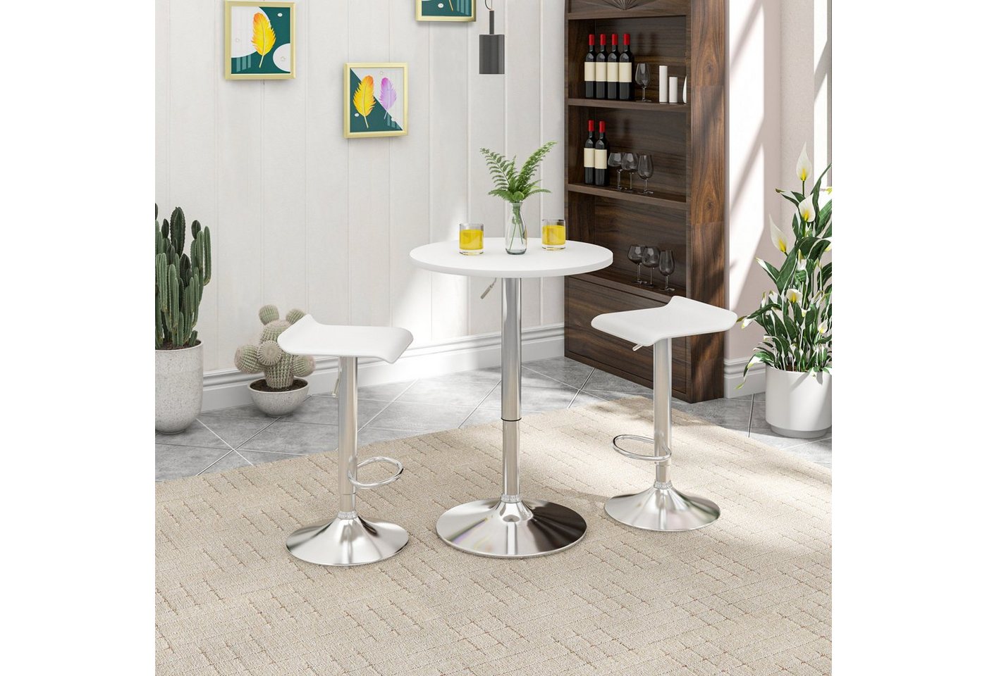 Woltu Bartisch (1-St), Stehtisch Drehtisch, MDF Partytisch, höhenverstellbar – Bild 4 von 5