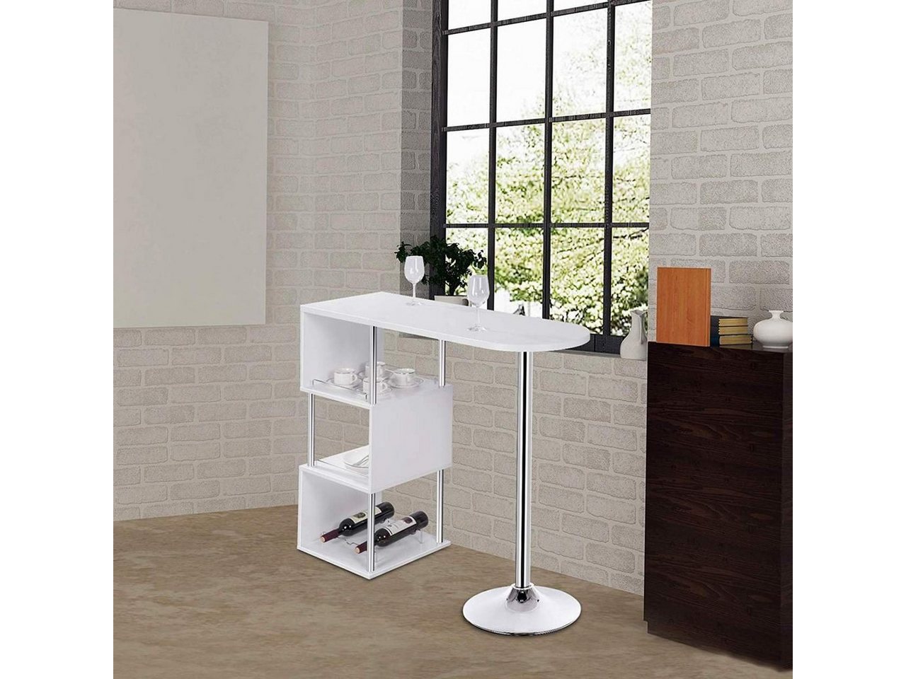 Woltu Bartisch (1-St), Bistrotisch mit 3 Ablagefläche, aus Metall, MDF – Bild 2 von 5