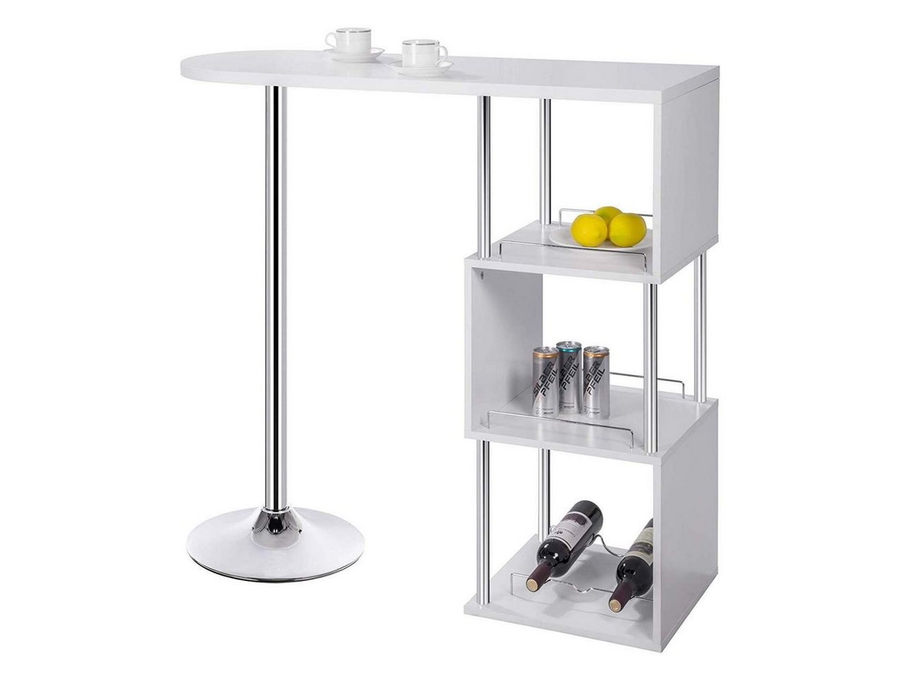 Woltu Bartisch (1-St), Bistrotisch mit 3 Ablagefläche, aus Metall, MDF – Bild 3 von 5