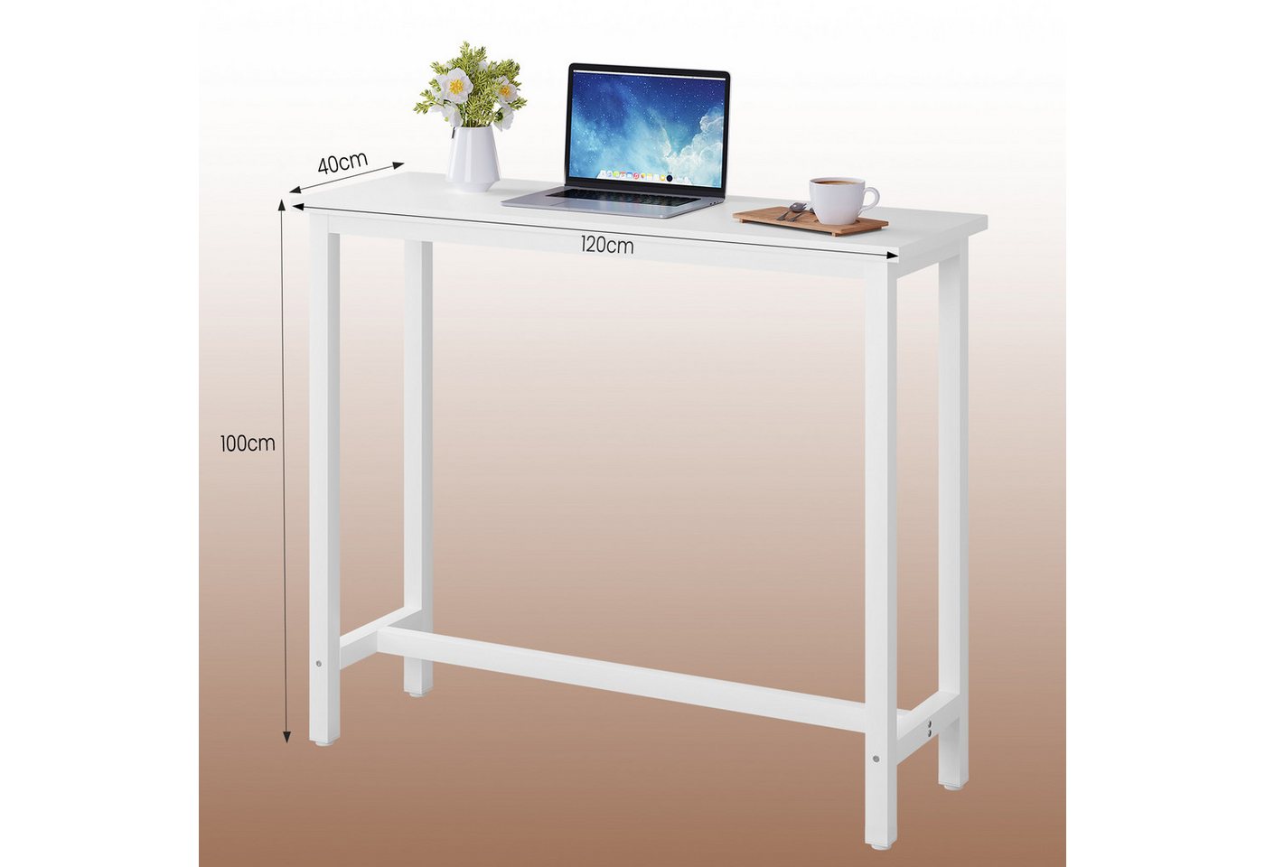 Woltu Bartisch (1-St), Metallgestell, Tischplatte aus MDF, 120x40x100cm – Bild 3 von 5