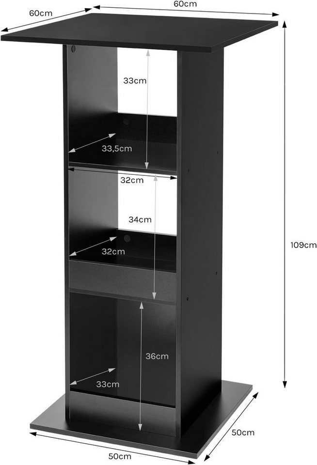 Woltu Bartisch (1-St), mit 3 Regalfächern, aus Holzwerkstoff – Bild 3 von 5