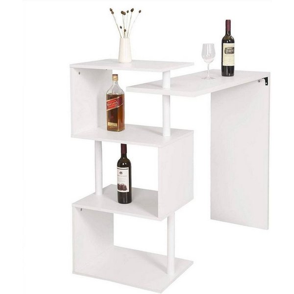 Woltu Bartisch (1-St), Stehtisch mit 3 Ablageflächen, aus Metall & MDF