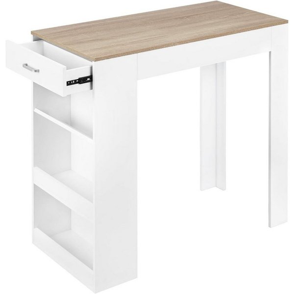 Woltu Bartisch, mit 1 Schublade & 3 Ablagen, Stehtisch mit Weinregal, Bistrotisch