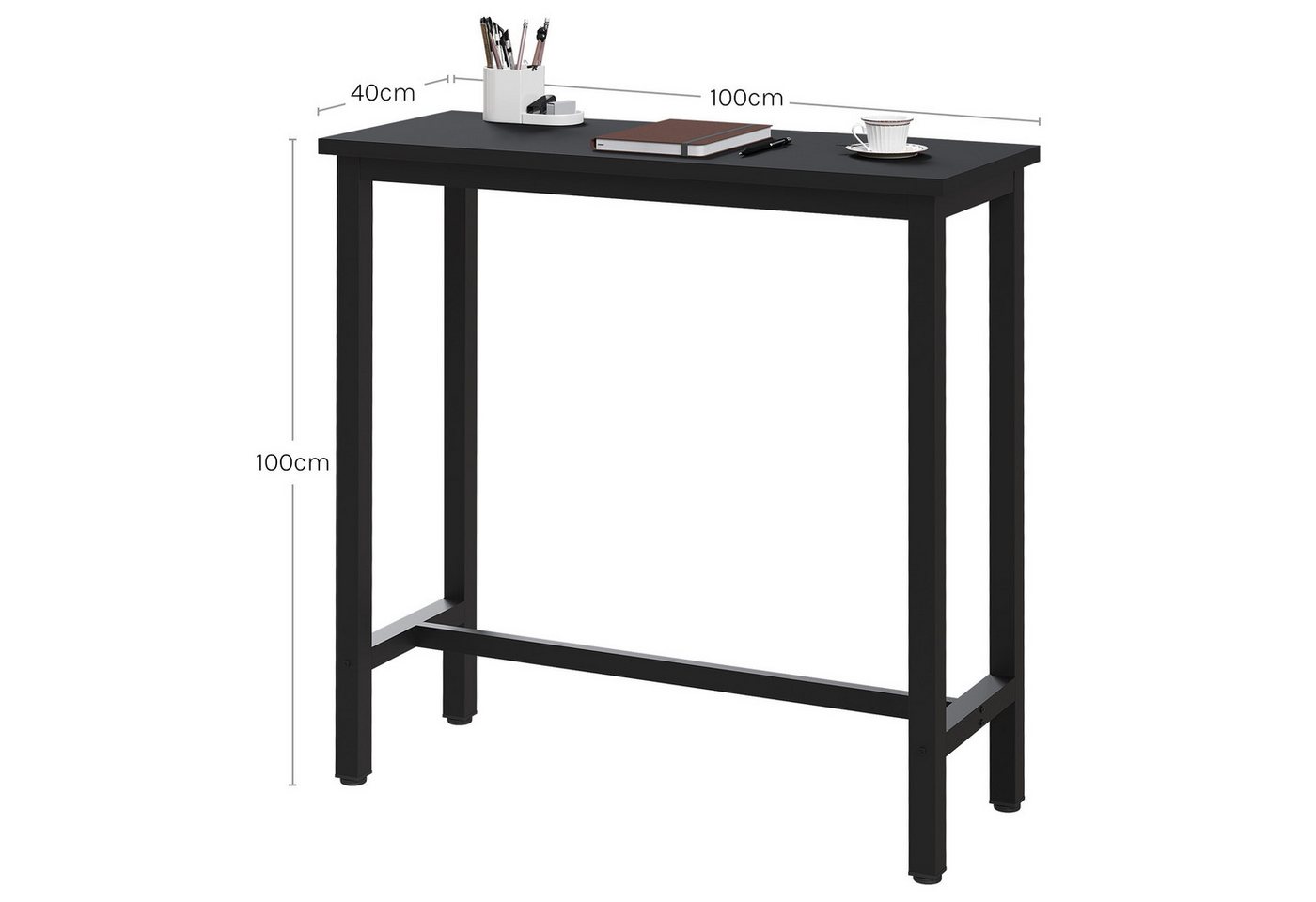 Woltu Bartisch, Bartisch aus Metall, Tischplatte aus MDF, 100x40cm – Bild 3 von 5