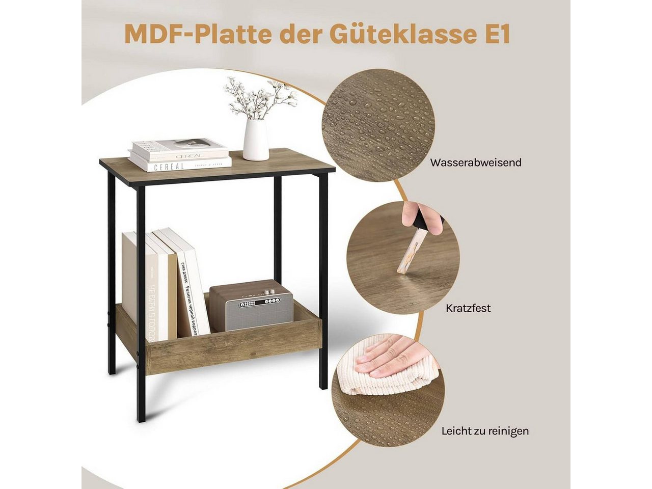Woltu Beistelltisch (1-St), mit 2 Ablagen, Couchtisch mit Stauraum 50x55x25cm – Bild 5 von 5