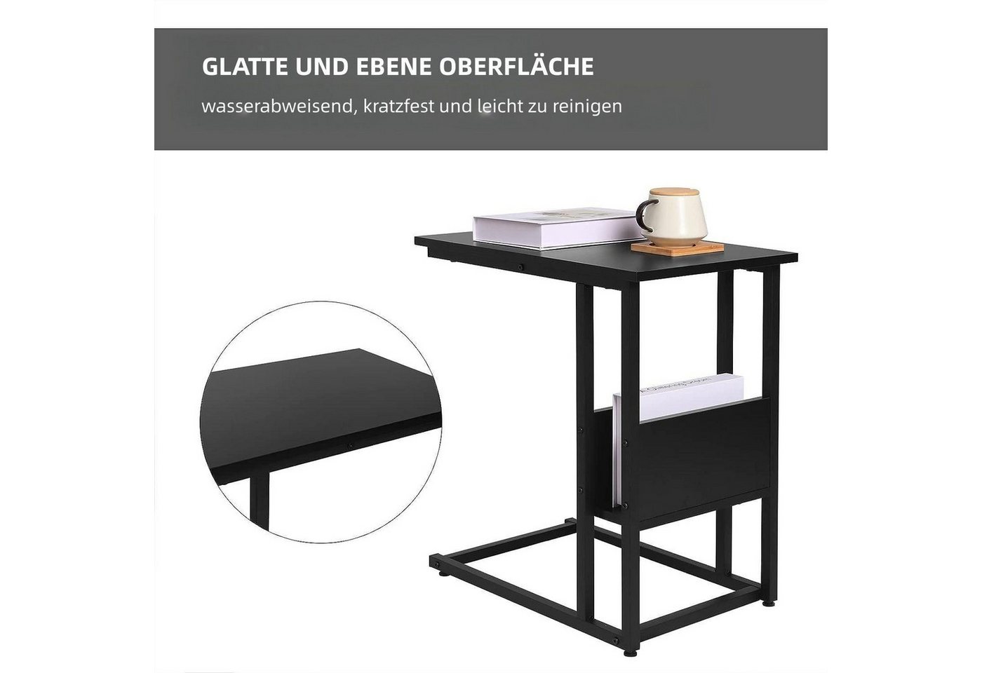 Woltu Beistelltisch (1-St), Kaffeetisch Couchtisch Sofatisch aus Metall MDF – Bild 5 von 5