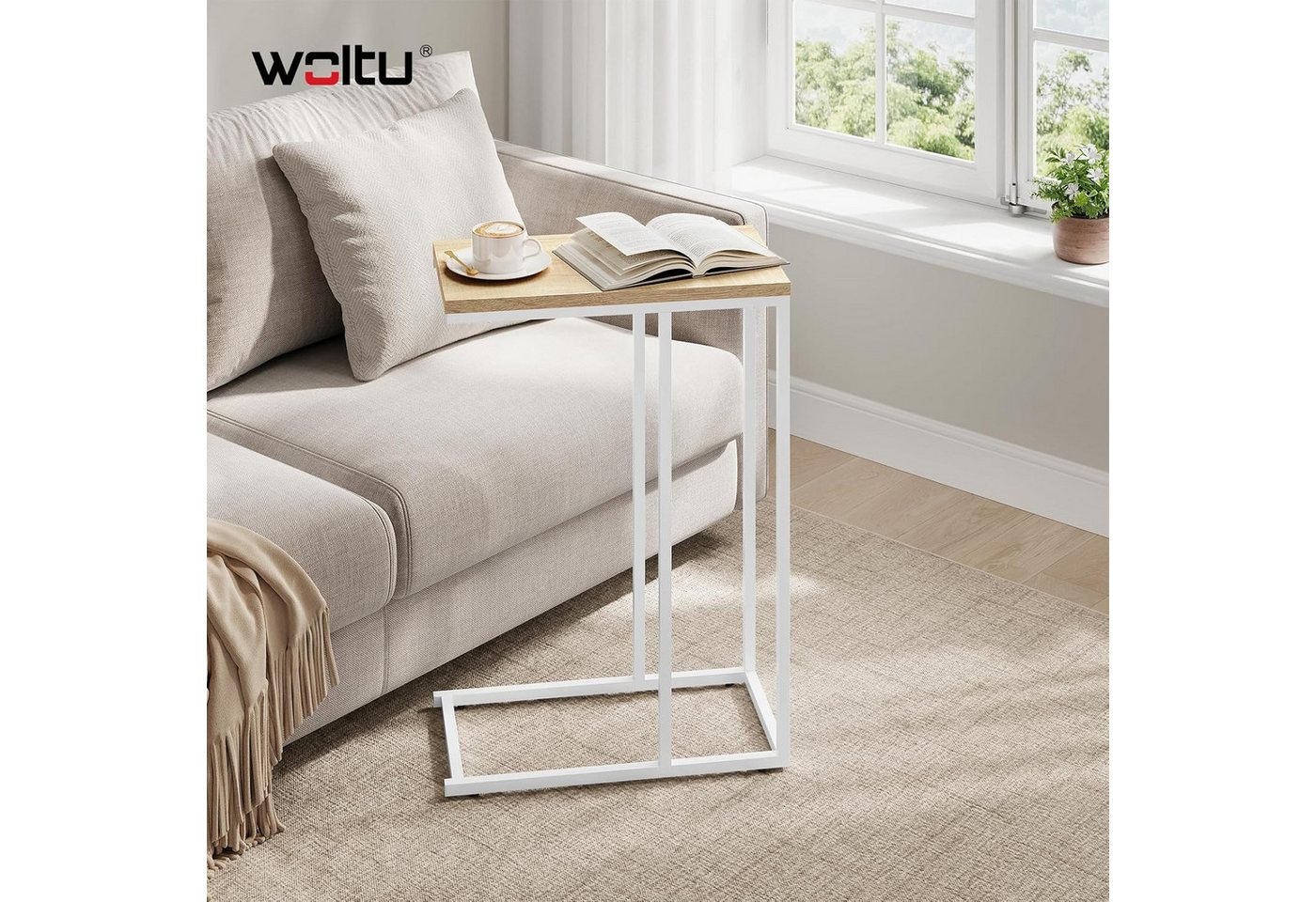 Woltu Beistelltisch (1-St), Sofatisch Tischplatte aus MDF Gestell aus Metall – Bild 2 von 5