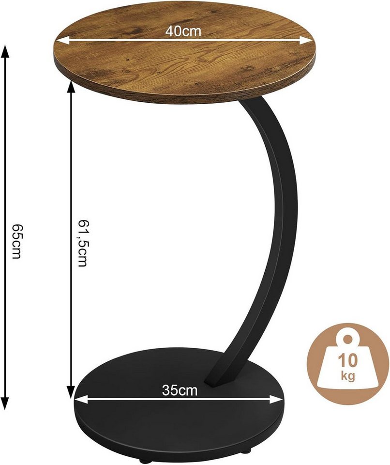 Woltu Beistelltisch (1-St), C Form, Kaffeetisch rund, für Couch Sofa Bett, φ 40 x H 65 cm – Bild 3 von 5