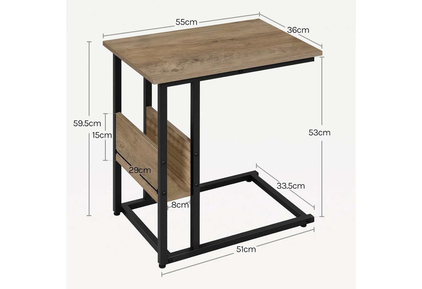 Woltu Beistelltisch (1-St), Kaffeetisch Couchtisch Sofatisch aus Metall MDF – Bild 3 von 5