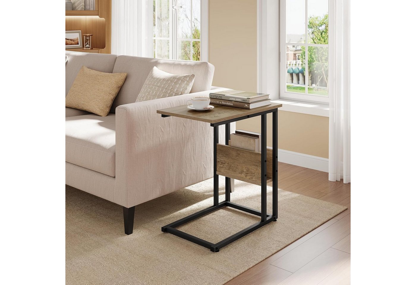 Woltu Beistelltisch (1-St), Kaffeetisch Couchtisch Sofatisch aus Metall MDF – Bild 4 von 5