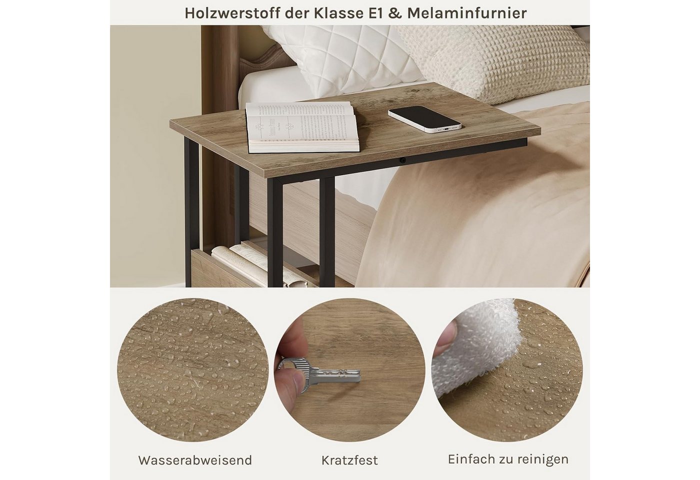 Woltu Beistelltisch (1-St), Kaffeetisch Couchtisch Sofatisch aus Metall MDF – Bild 5 von 5
