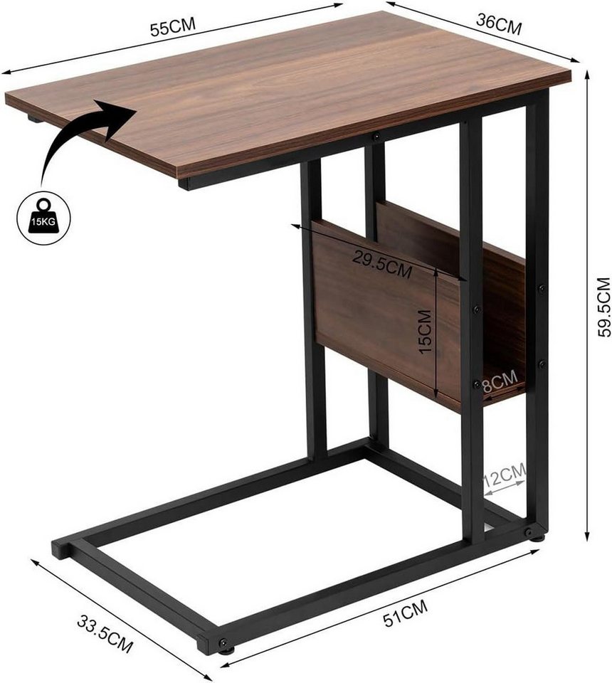 Woltu Beistelltisch (1-St), Kaffeetisch Couchtisch Sofatisch aus Metall MDF – Bild 3 von 5