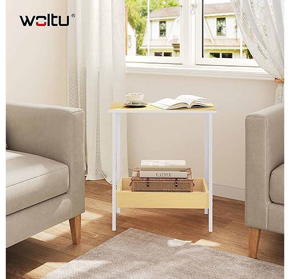 Woltu Beistelltisch (1-St), mit 2 Ablagen, Couchtisch mit Stauraum 50x55x25cm – Bild 2 von 5
