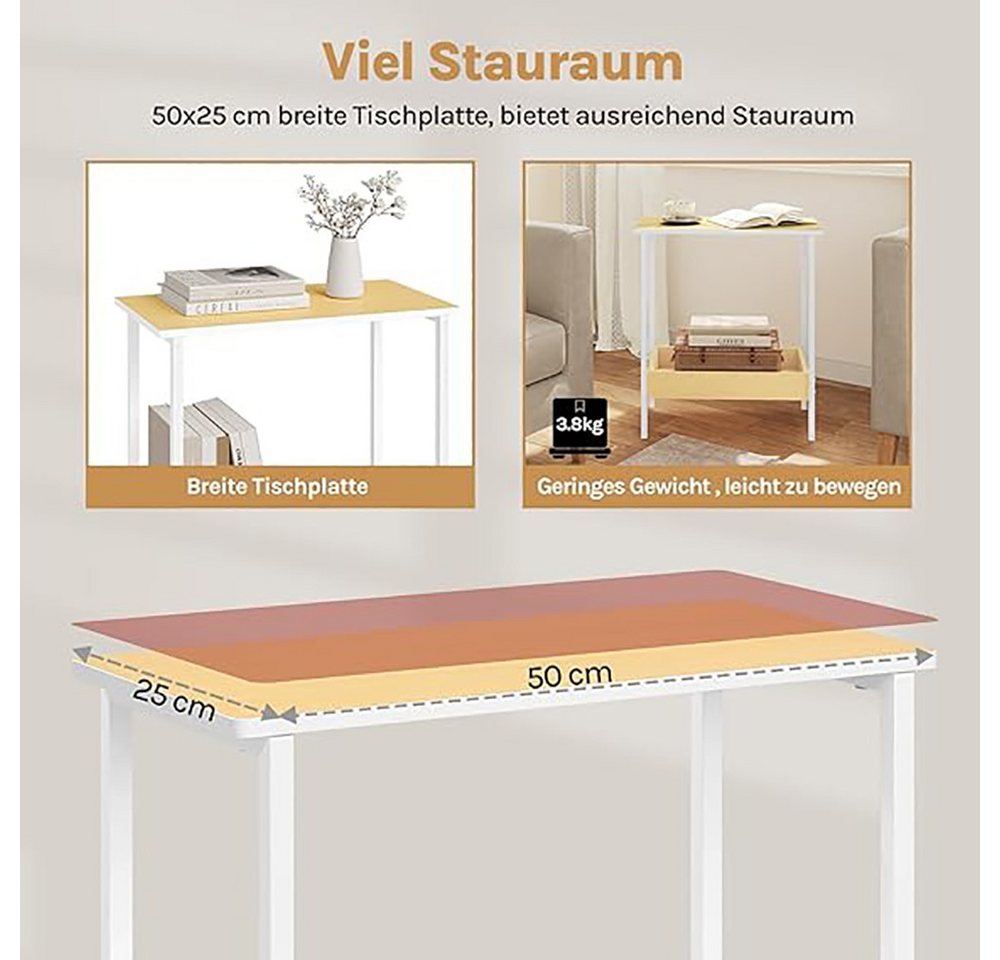 Woltu Beistelltisch (1-St), mit 2 Ablagen, Couchtisch mit Stauraum 50x55x25cm – Bild 5 von 5