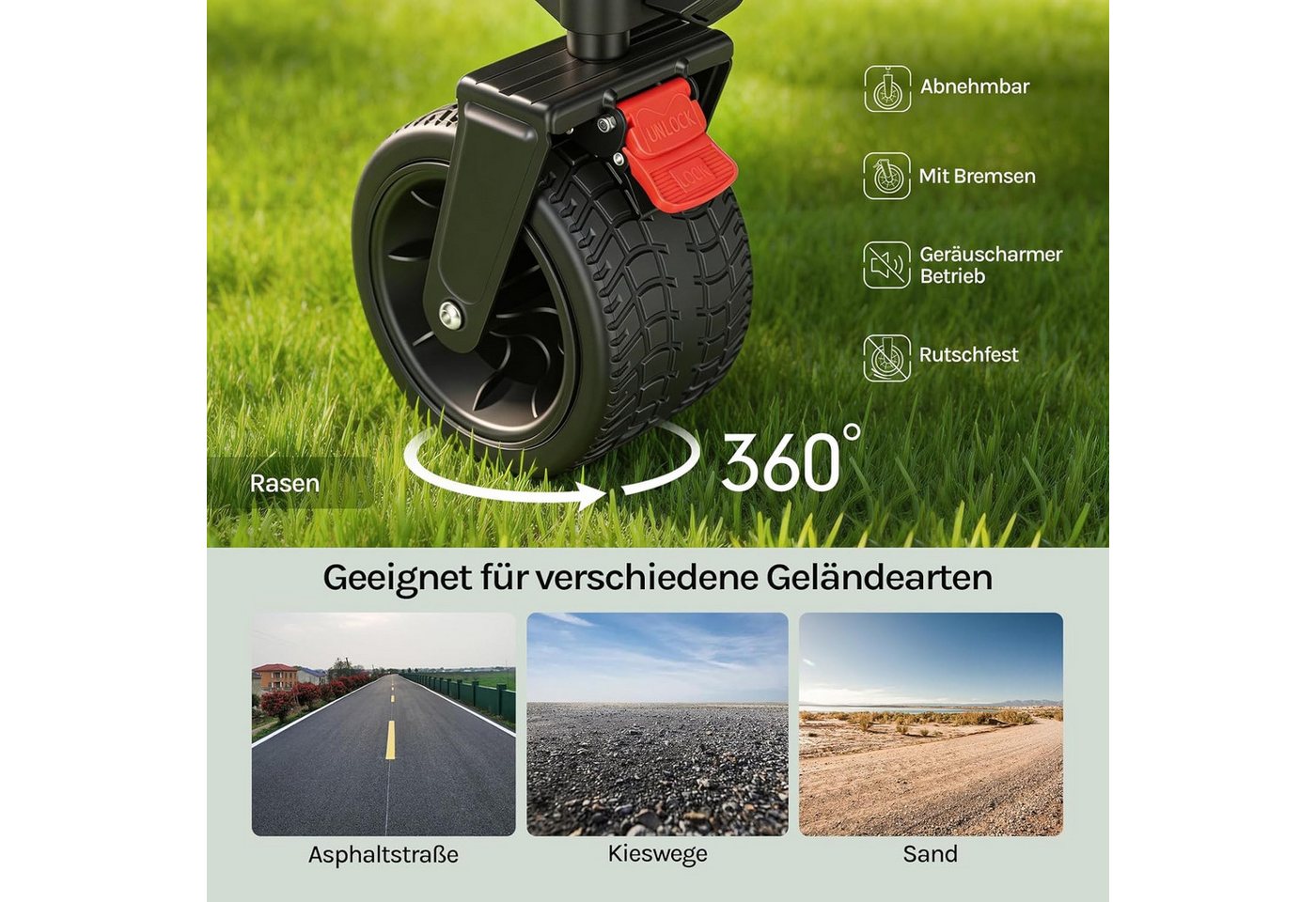 Woltu Bollerwagen (1-tlg), faltbar, Campingwagen 205 L, Tragkraft 180 kg – Bild 5 von 5