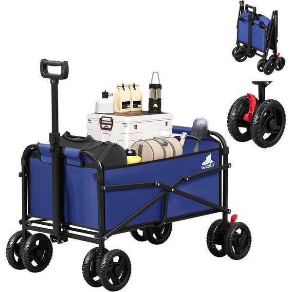 Woltu Bollerwagen (1-tlg), faltbar, mit Bremsen Doppelrädern, 80 kg belastbar