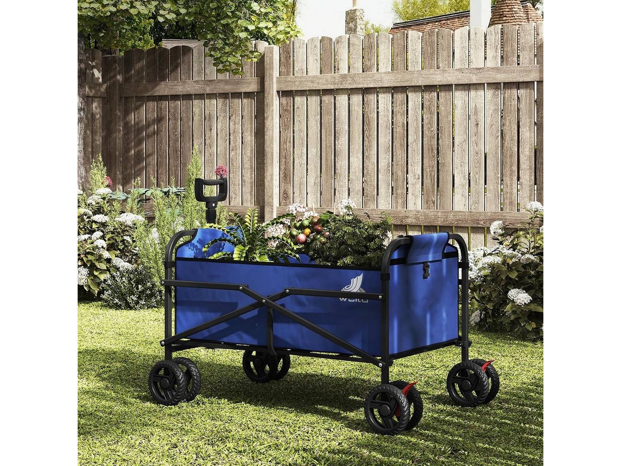 Woltu Bollerwagen (1-tlg), faltbar, mit Bremsen Doppelrädern, 80 kg belastbar – Bild 2 von 5